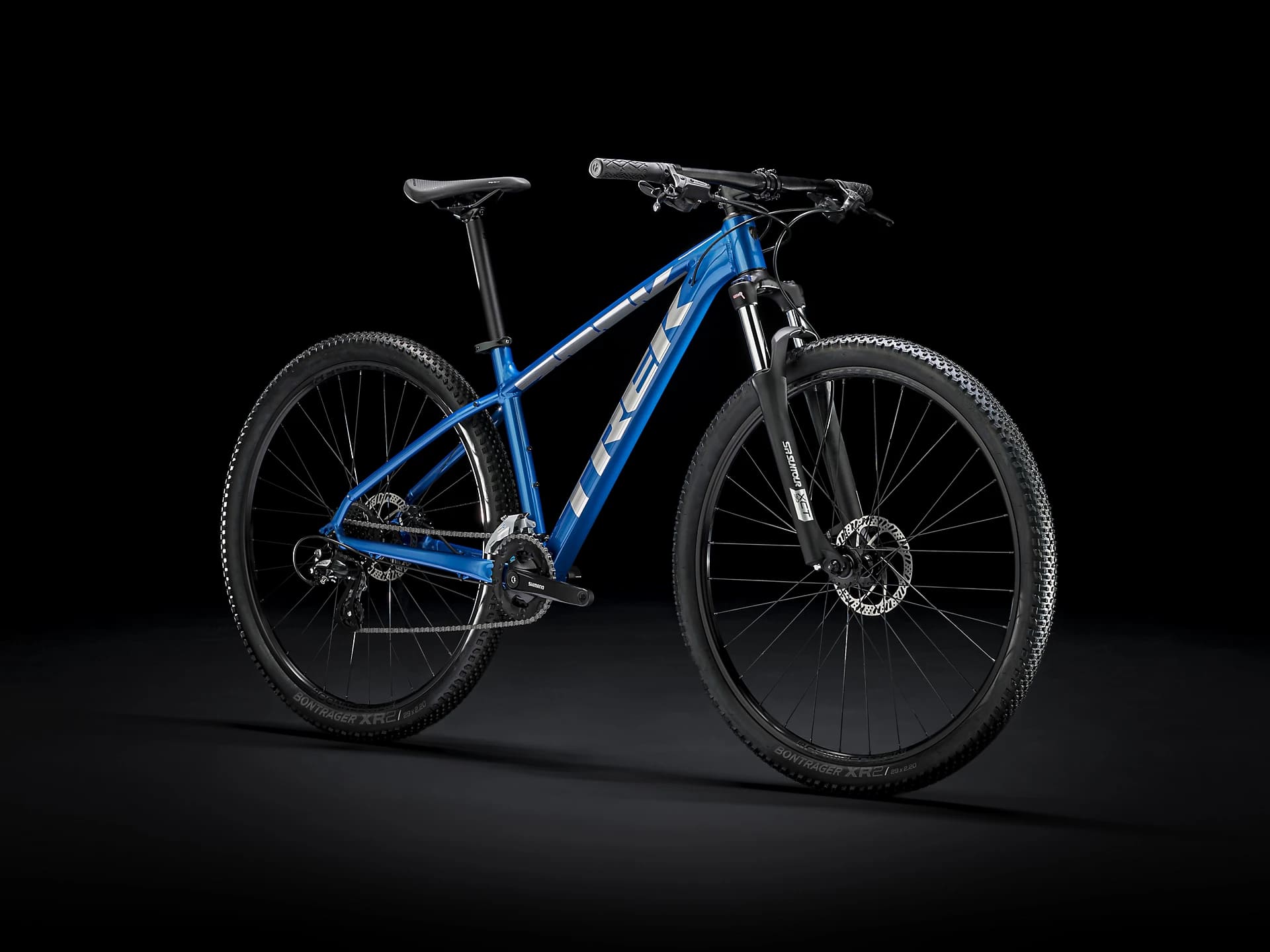 light blue trek mountain bike